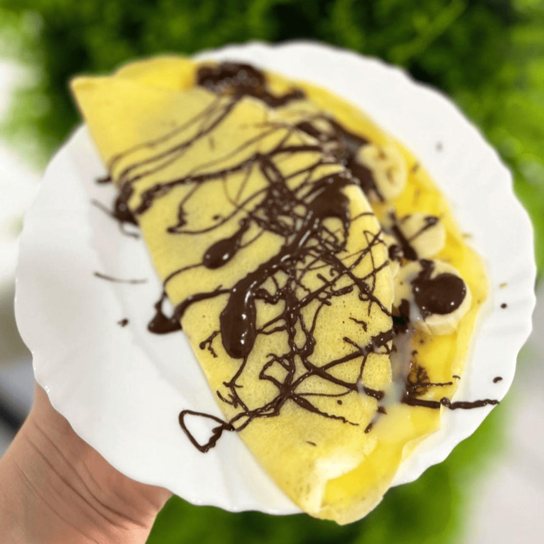 CREPIOCA DE BANANA COM CHOCOLATE E LEITE CONDENSADO